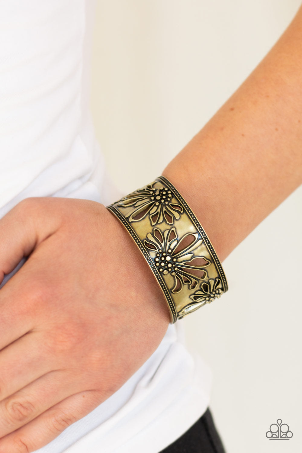 Where the wildflowers Are Brass Bracelet