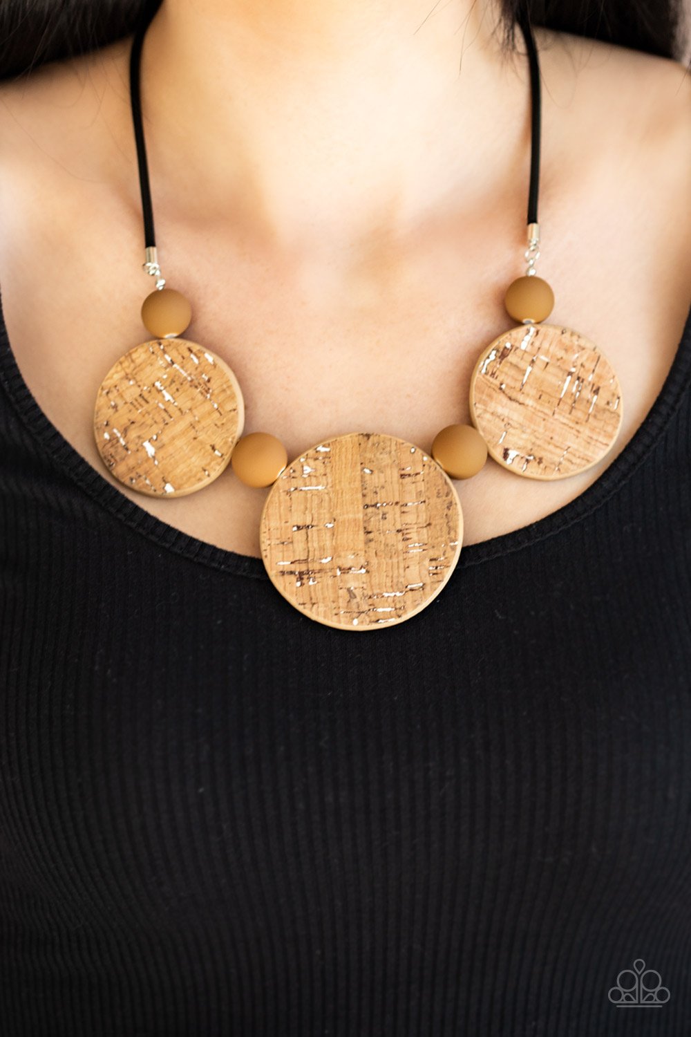 Pop The Cork Brown Necklace