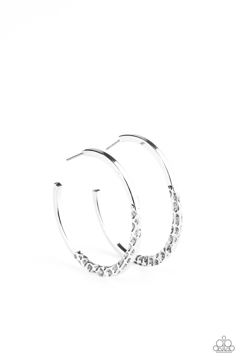 Imprinted Intensity Silver Hoop Earring