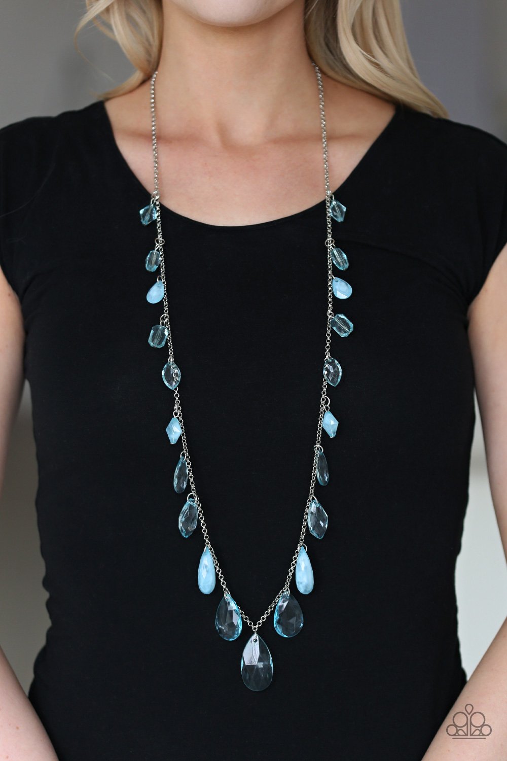 Glow and Steady Wins The Race blue necklace