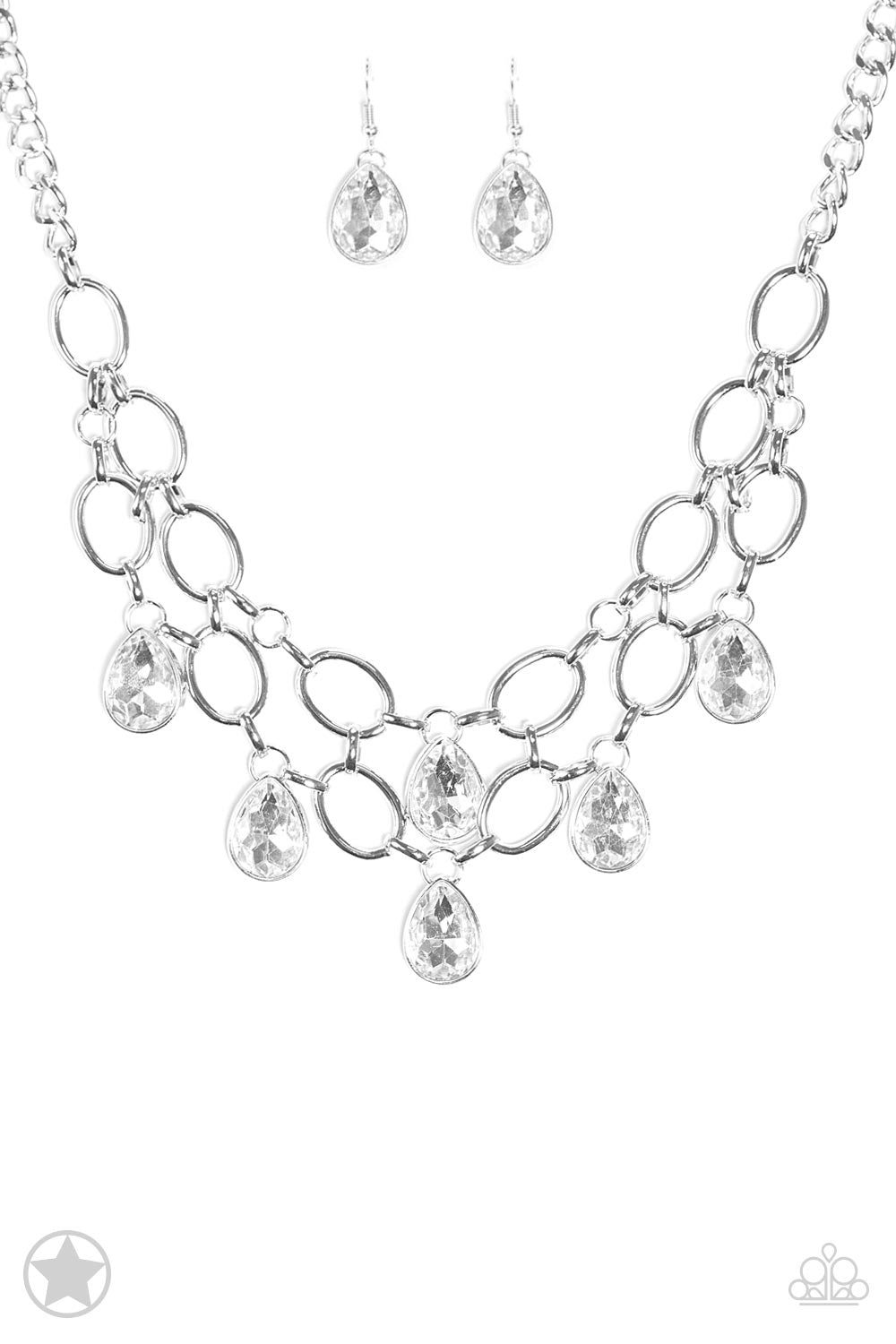 Show-Stopping Shimmer - White blockbuster necklace