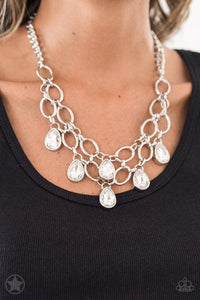 Show-Stopping Shimmer - White blockbuster necklace