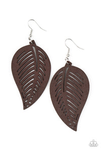 Tropical Foilage Brown Earring