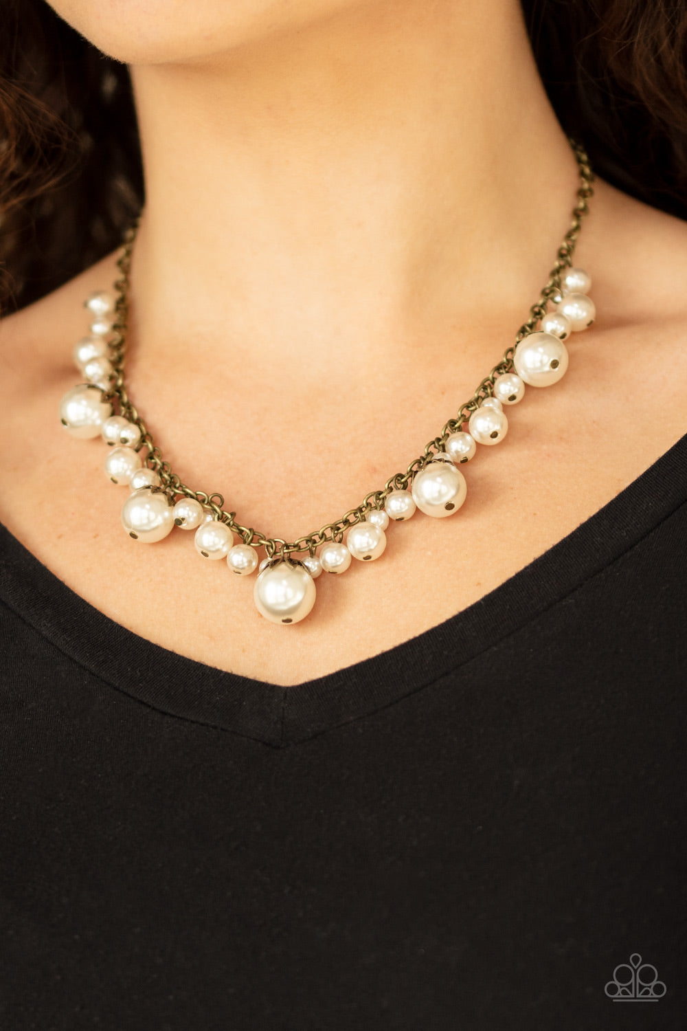 Uptown Pearls Brass Necklace