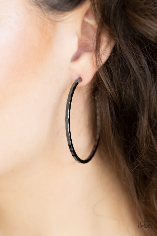 Totally Throwback Black hoop earring