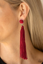Load image into Gallery viewer, Tightrope Tassel - Red earring
