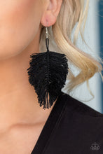 Load image into Gallery viewer, Hanging by a Thread - Black Earring
