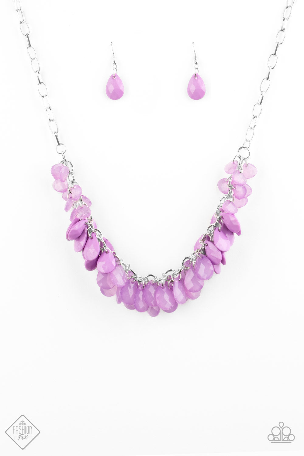 Colorfully Clustered - Purple Necklace