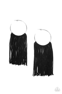 Flauntable Fringe - Black earring