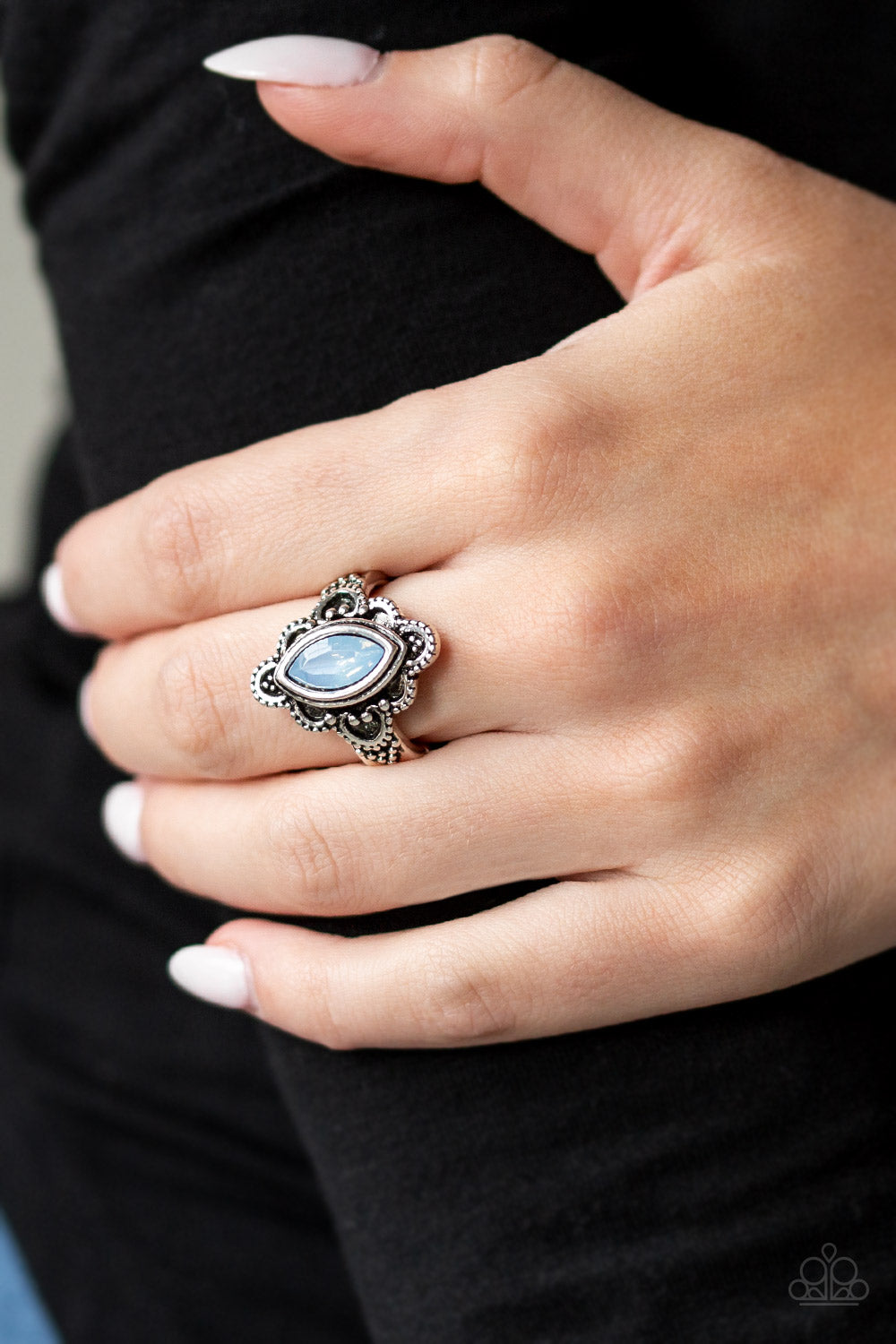 Glass Half Colorful Blue Ring