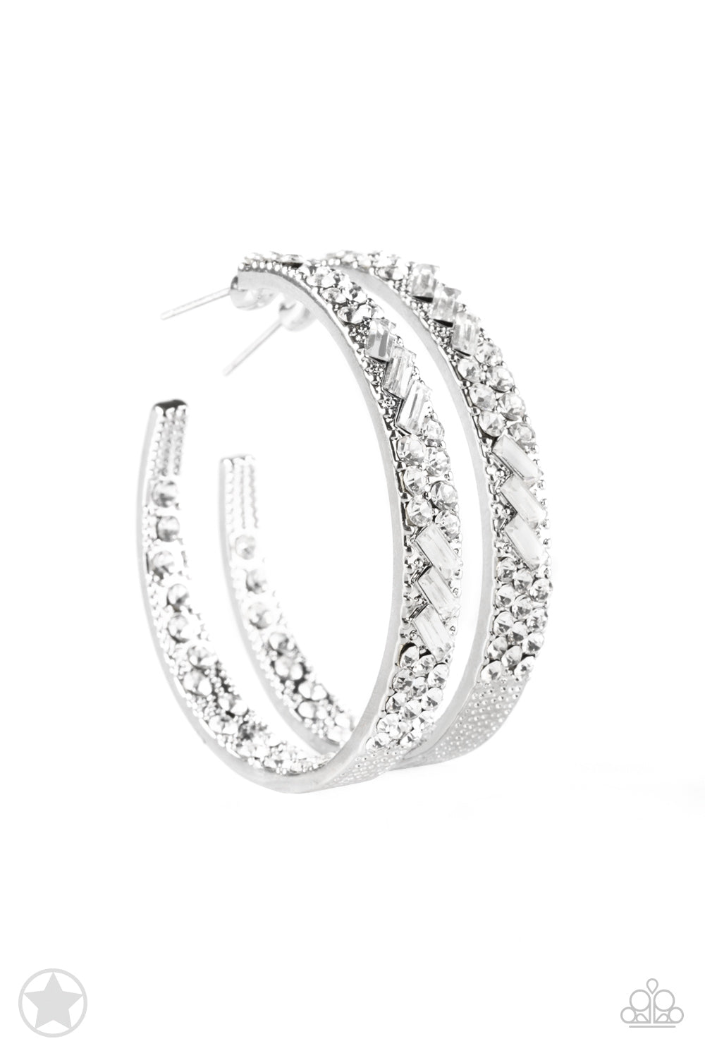 GLITZY By Association white earring blockbuster