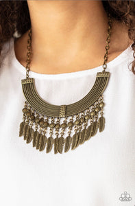 Fierce in Feathers Brass Necklace