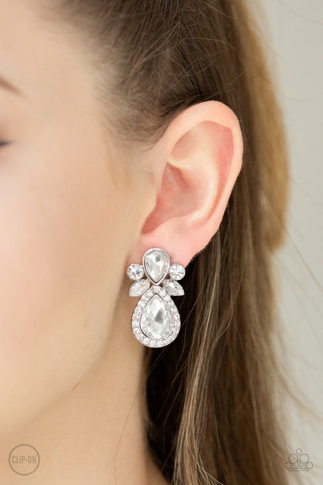Celebrity Crowd White Clip-on earring