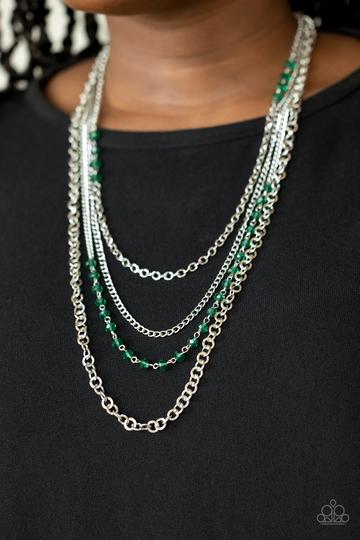 Flickering lights green necklace