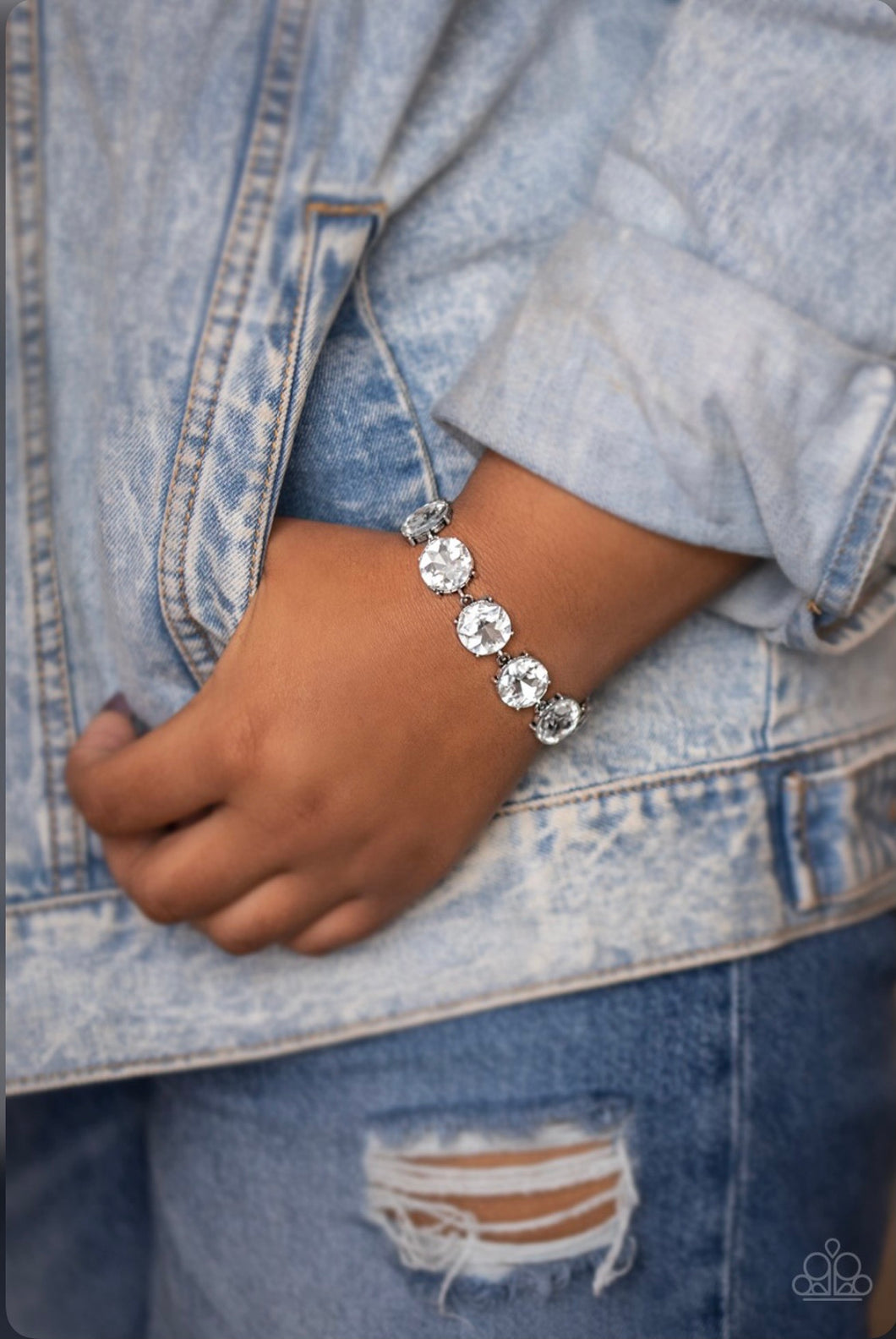 Fabulously Flashy - White Bracelet