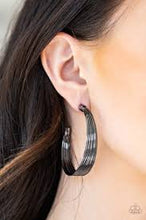 Load image into Gallery viewer, Live Wire Black Hoop Earring

